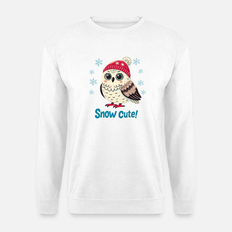 Wintereule mit Hut - Unisex Pullover - Weiß