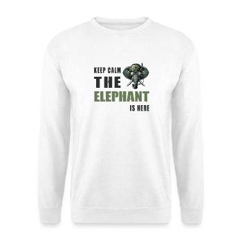 Ruhig bleiben der Elefant ist da - Unisex Pullover - Weiß - Vorne