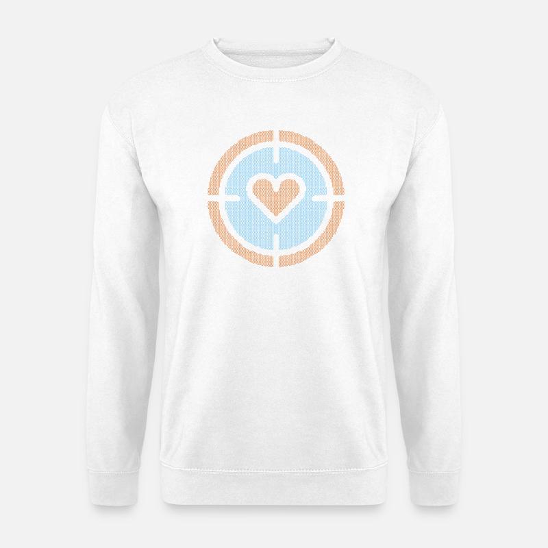Herz im Ziel-Emblem, Wabenmuster - Unisex Pullover - Weiß
