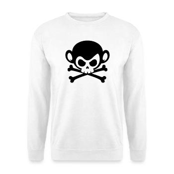 Totenkopf Affe mit gekreuzten Knochen - Unisex Pullover - Weiß - Vorne
