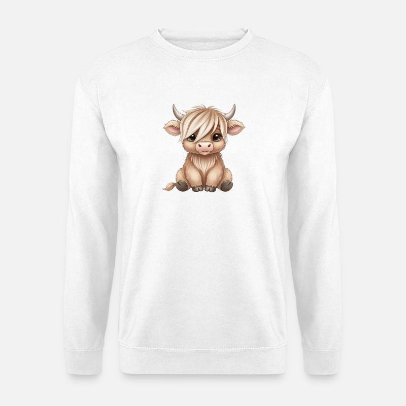 Kuhbaby mit Langhaar Cartoon - Unisex Pullover - Weiß