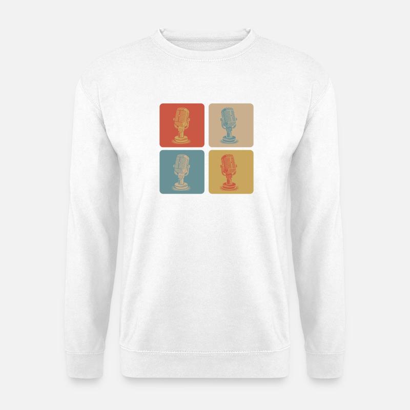 Retro Mikrofon Pop Art - Unisex Pullover - Weiß
