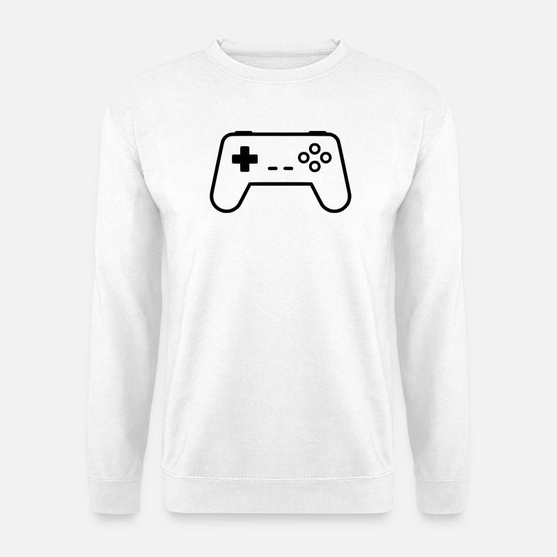 Gamepad Controller Outline Gaming Vector - Unisex Sweatshirt - white