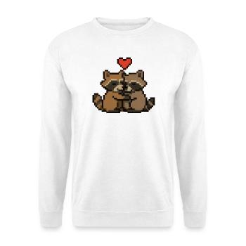 Pixel raccoon with heart - Unisex Sweatshirt - white - Front