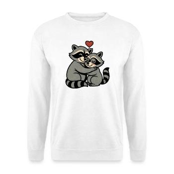 Raccoon-Hug Herzliebe - Unisex Pullover - Weiß - Vorne