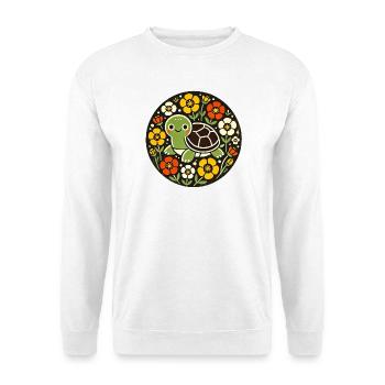 Winzige Schildkröte im Blumenkreis - Unisex Pullover - Weiß - Vorne