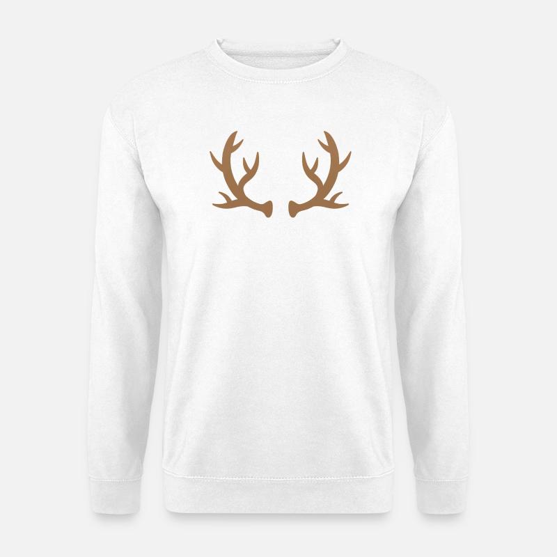 Braune Hirschgeweih-Silhouette - Unisex Pullover - Weiß