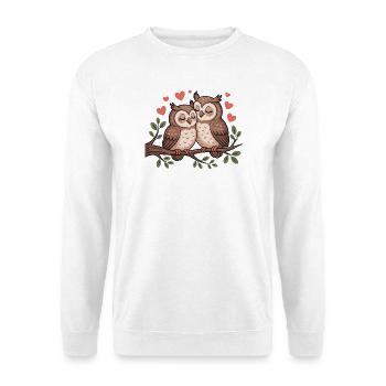 Les hiboux aiment les amoureux doux fleurs-cœur colorés - Sweat-shirt Unisexe - blanc - Devant