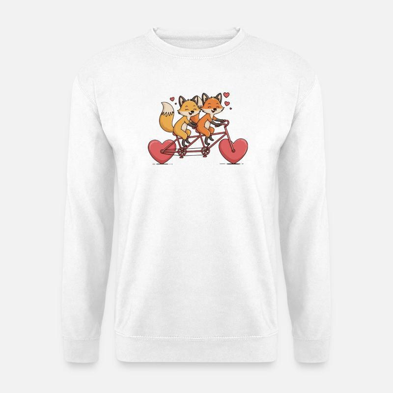 Foxen-Tandem mit Herzliebe fuchs paar - Unisex Pullover - Weiß