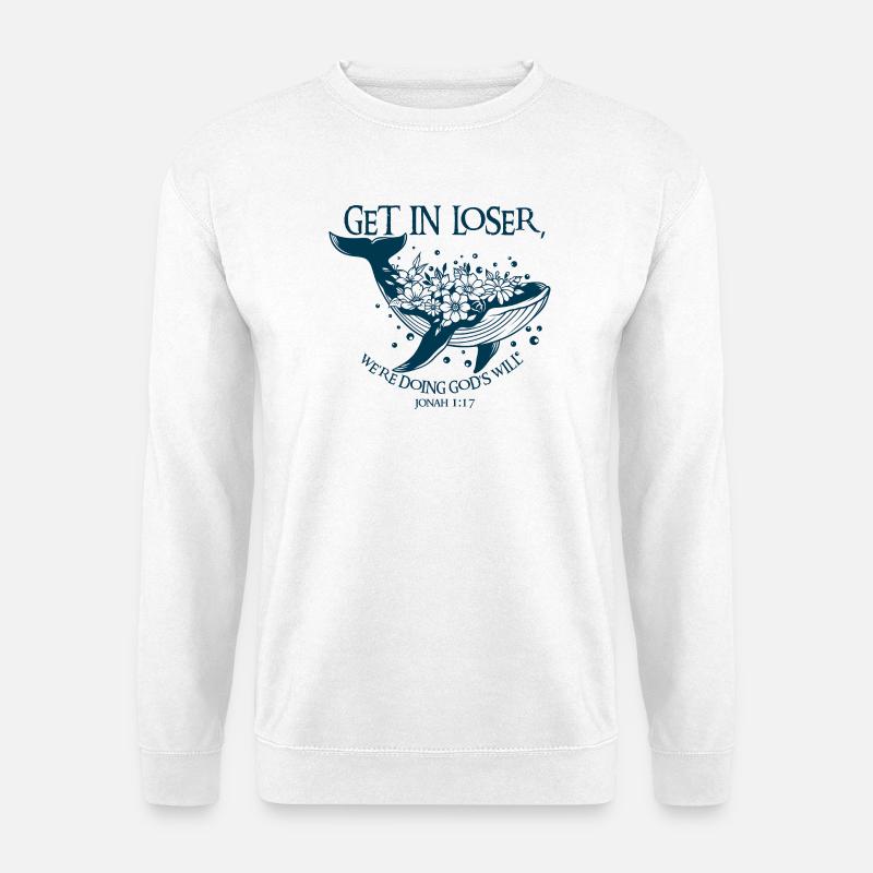 Blumenwale Bibelvers Illustration - Unisex Pullover - Weiß