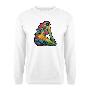 Bunte Silhouette nackt in Wirbeln - Unisex Pullover - Weiß - Vorne