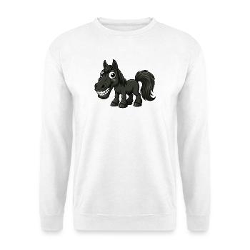 Crazy Black Cartoon Horse Grins - Unisex Sweatshirt - white - Front