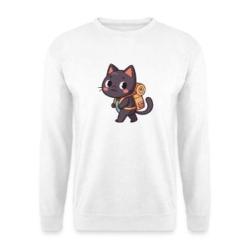 Explorer Cat with Orange Backpack - Unisex Sweatshirt - white - Front