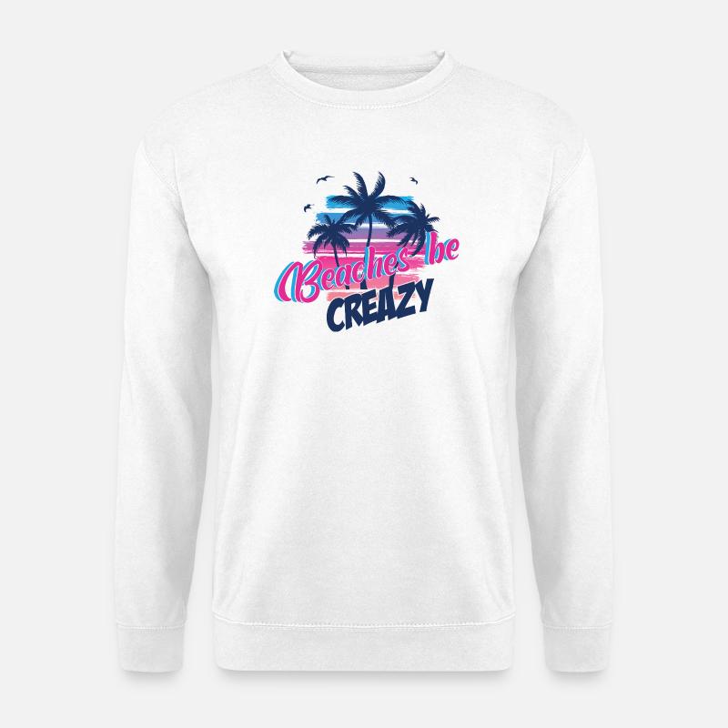 Beaches be Crazy Palm Neon Sunset - Unisex Sweatshirt - white