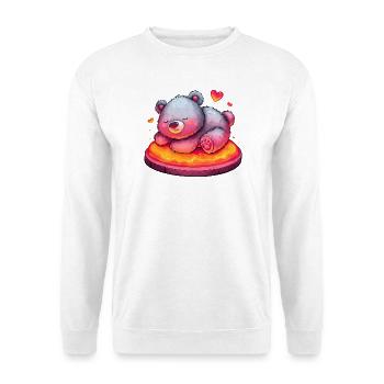 Kuschelbär auf Lavakuchen mit Herzen - Unisex Pullover - Weiß - Vorne
