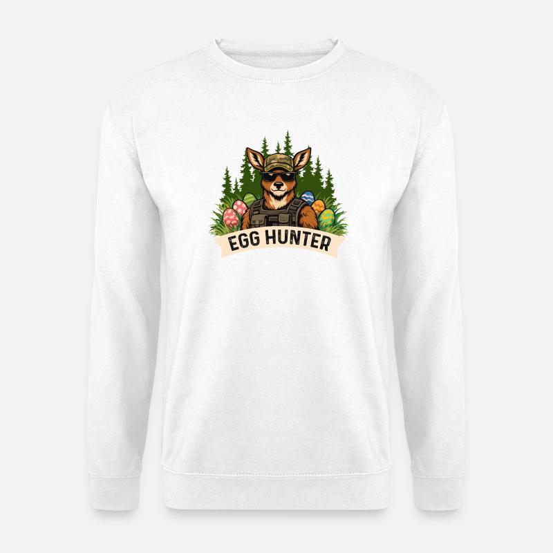 Egg Hunter Osterhase Frühling Eierfärben - Unisex Pullover - Weiß