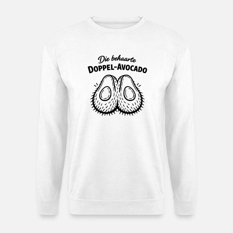 Doppel Avocado behaart unter der Gürtellinie - Unisex Pullover - Weiß