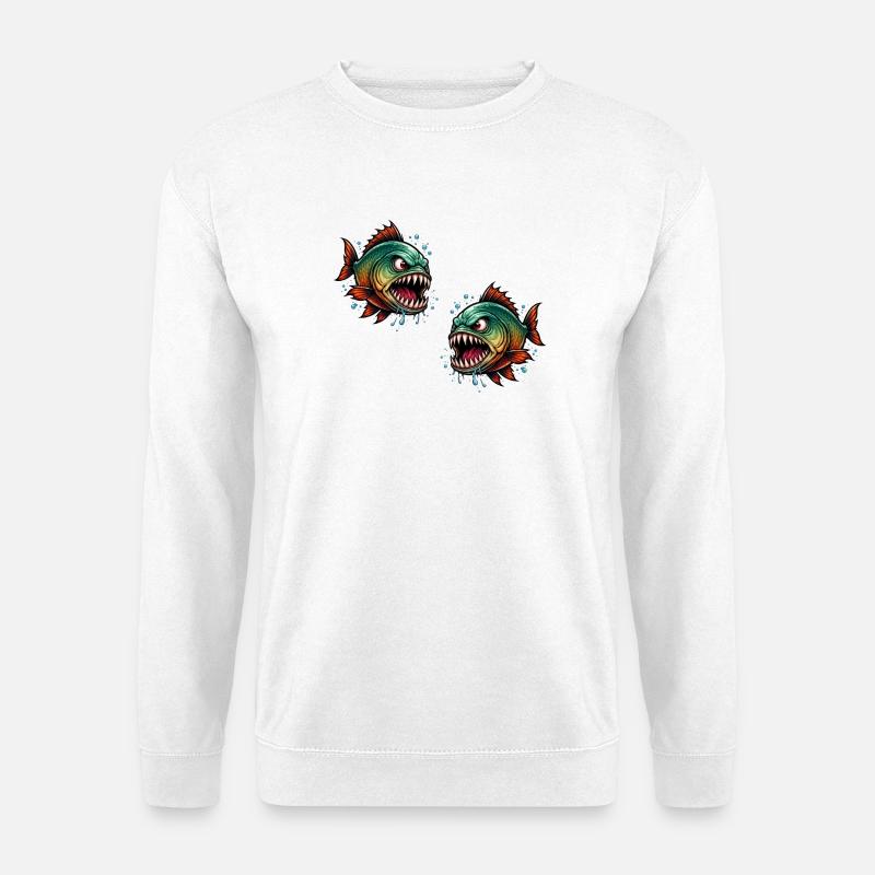 Piranha Tiefseejäger - Unisex Pullover - Weiß