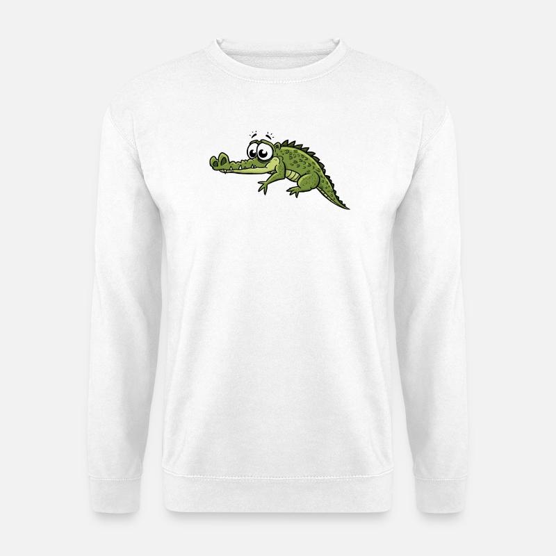 Krokodil mit großen Augen Cartoon - Unisex Pullover - Weiß