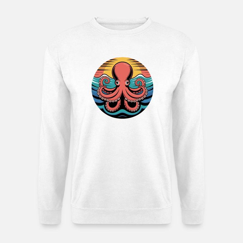 Retro Octopus Sunset Squid Motif - Unisex Sweatshirt - white