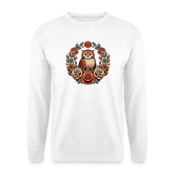 Owl in Roses Floral Circle - Unisex Sweatshirt - white - Front