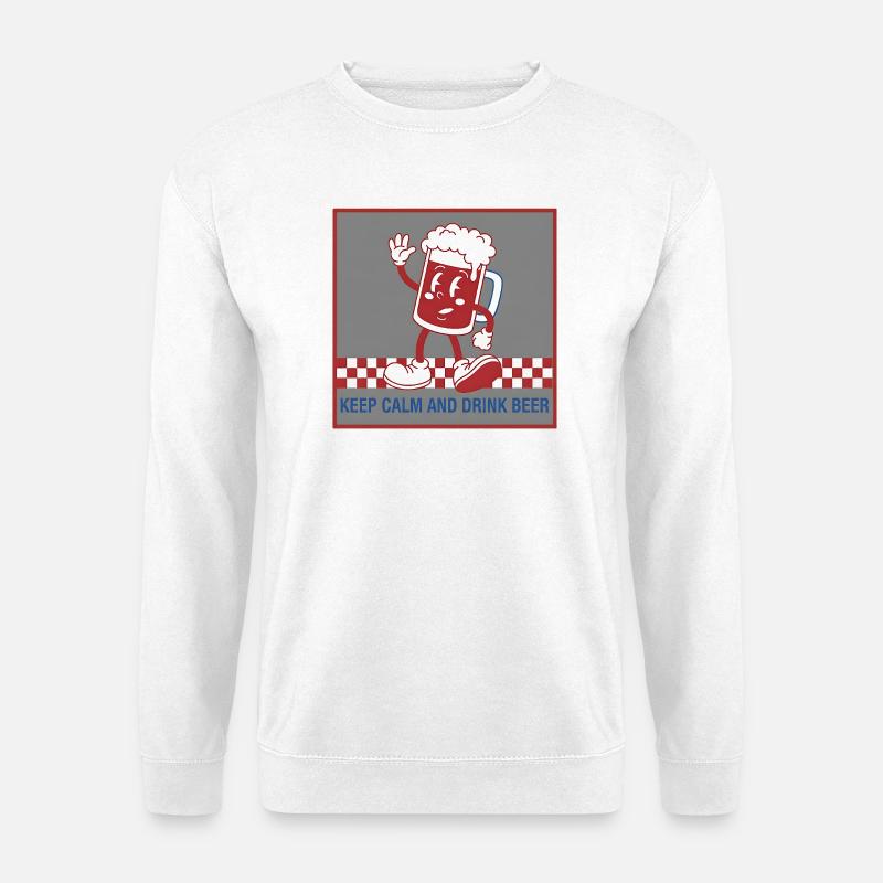Keep Calm Bierkarikatur - Unisex Pullover - Weiß