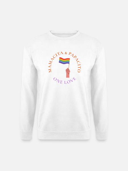 One Love Pride Flagge Umarmung - Unisex Pullover - Weiß