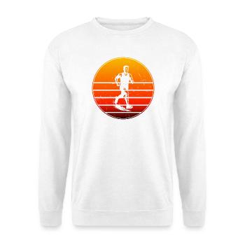 Iconisches Running Motiv - Unisex Pullover - Weiß - Vorne - Alina (178cm) & Michal (187cm)