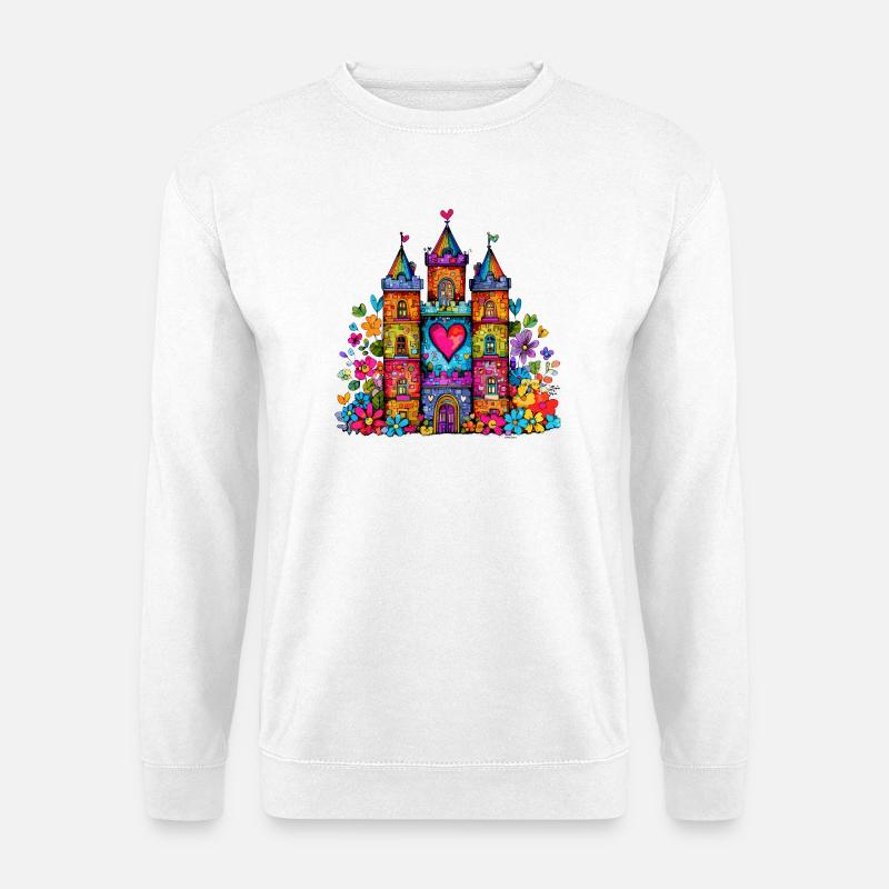 Regenbogenherz Schloss - Unisex Pullover - Weiß