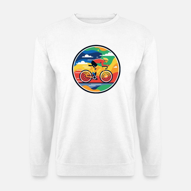 Farbexplosiver Rennradfahrer Fahrrad Speed Motiv - Unisex Pullover - Weiß