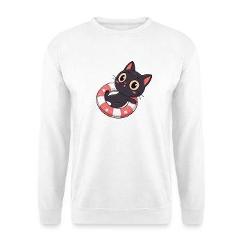 Black Cat on Buoy Flowers - Unisex Sweatshirt - white - Front