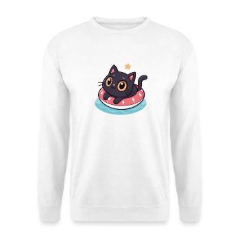Chat kawaii sur boué rose - Sweat-shirt Unisexe - blanc - Devant