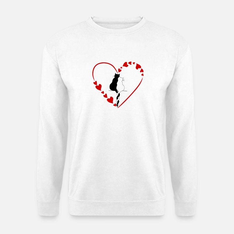 Katzenpaar-Liebe - Unisex Pullover - Weiß