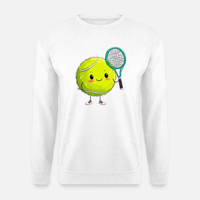 Kuschel Tennisball mit Schläger - Unisex Pullover - Weiß