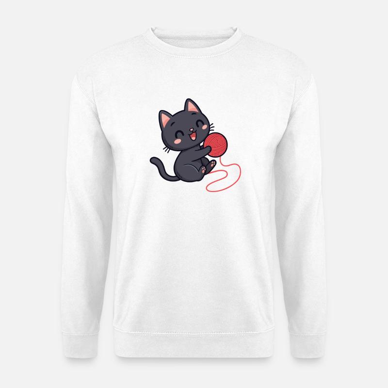 Red wool kitten soft pattern - Unisex Sweatshirt - white