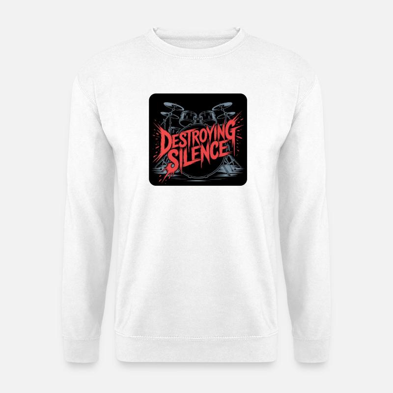 Batterie Conception du set de batterie - Sweat-shirt Unisexe - blanc
