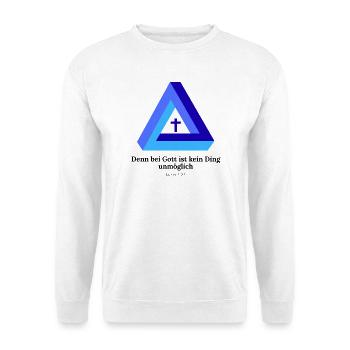 Denn für Gott ist nichts unmöglich. Lukas 1,37 - Unisex Pullover - Weiß - Vorne