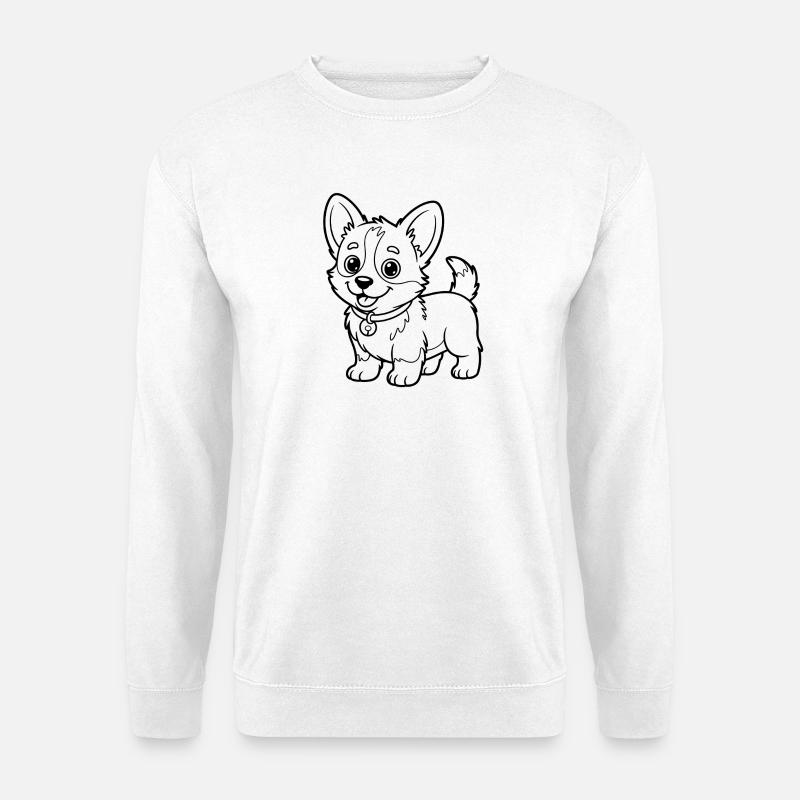 Kleiner Chow Pup Linienzeichnung - Unisex Pullover - Weiß
