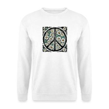 Daisy Peace Blumenemblem - Unisex Pullover - Weiß - Vorne