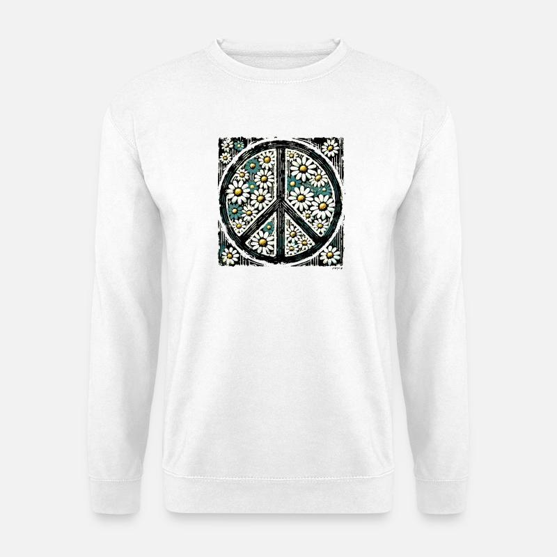 Daisy Peace Blumenemblem - Unisex Pullover - Weiß