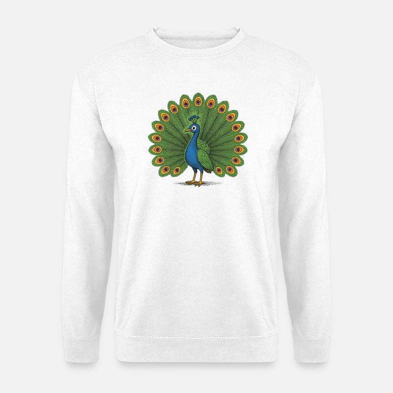 Peacock Colourful Crest - Unisex Sweatshirt - white