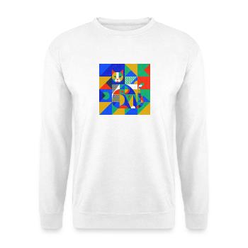 Geometrische Katzenmosaik - Unisex Pullover - Weiß - Vorne