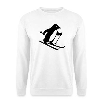 Süßer Pinguin Skifahrer Wintersport Cartoon Silhou - Unisex Pullover - Weiß - Vorne