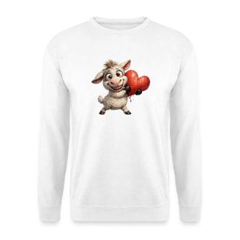 Herzfreundliches Schäfchen - Unisex Pullover - Weiß - Vorne - Alina (178cm) & Michal (187cm)