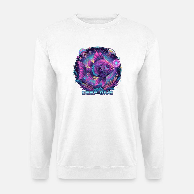 Deep Dive Neonfisch Unterwasser - Unisex Pullover - Weiß