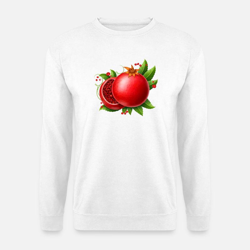 Granatapfel mit Blättern  - Unisex Pullover - Weiß