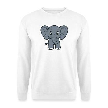 Cute Elephant Cartoon Print - Unisex Sweatshirt - white - Front