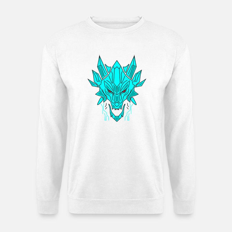 Geometrischer Eisdrache Kopf - Unisex Sweatshirt - white