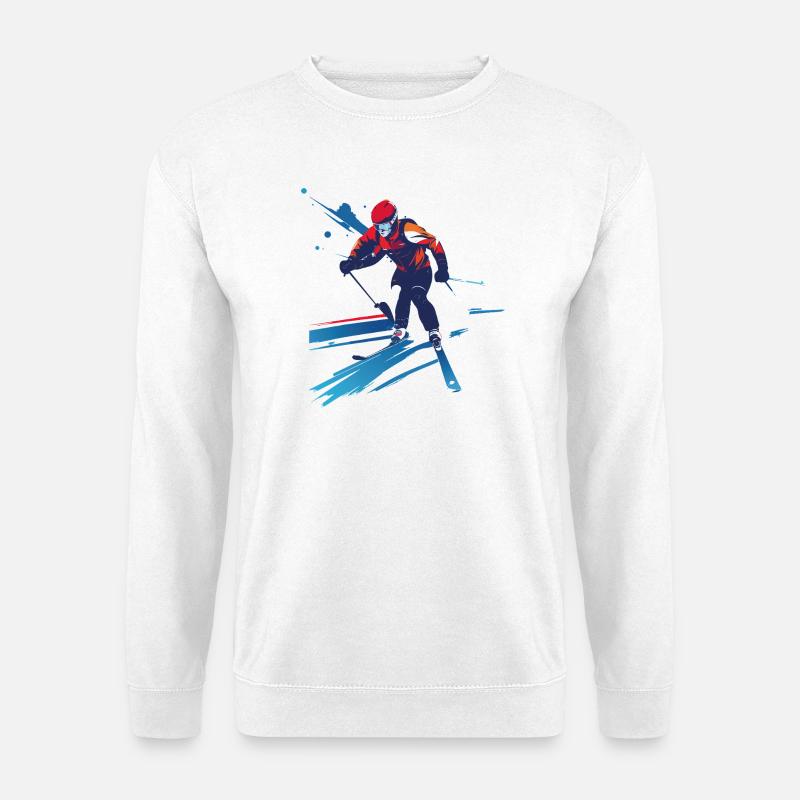 Biathlet im Farbwirbel - Unisex Pullover - Weiß
