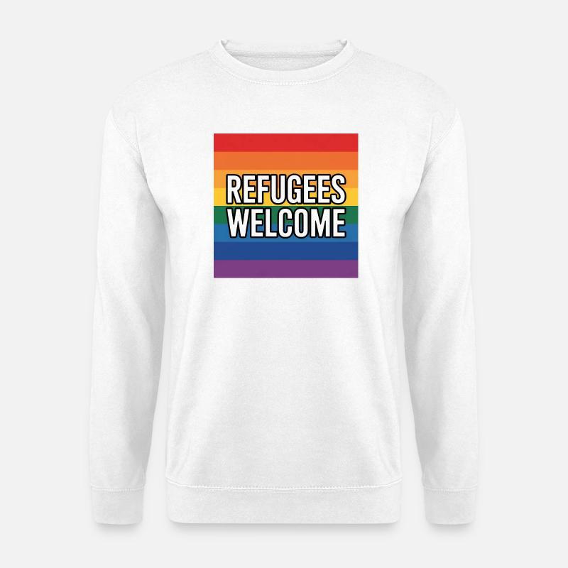 Refugees Welcome - Antifascist Merch - Unisex Pullover - Weiß